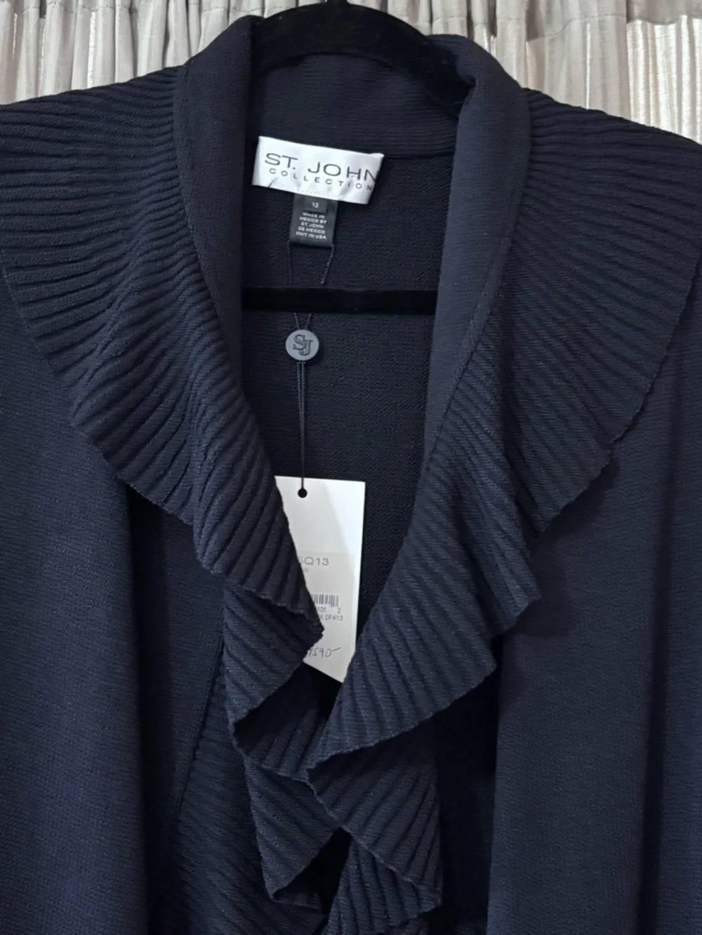 NWT St. John Collection Black Kelly Coat - Knit Maxi Cardigan Sweater Sz 12 - Picture 8 of 8